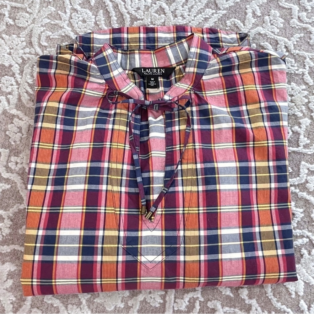 Lauren Ralph Lauren Tie Neck Plaid Blouse - Picture 15 of 16